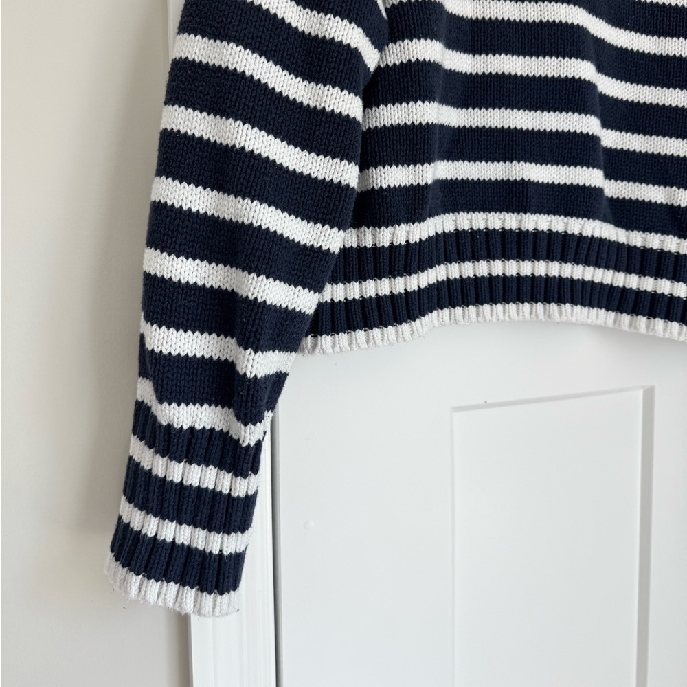 J. Crew Navy and White Striped Crewneck Sweater - Picture 3 of 5